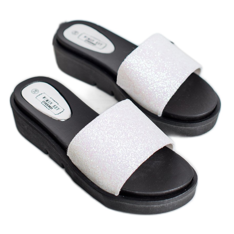 SHELOVET Rubber Wedge Slippers white 1