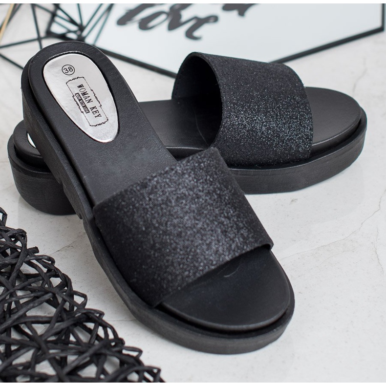 SHELOVET Rubber Wedge Slippers black 2