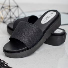 SHELOVET Rubber Wedge Slippers black 1