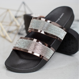 Ideal Shoes Women's Slippers With Cubic Zirconia grey 1