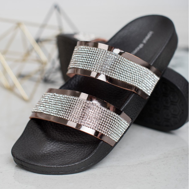 Ideal Shoes Women's Slippers With Cubic Zirconia grey 1