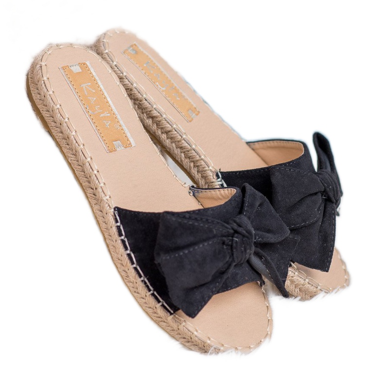 Kayla Slippers With Bow black 1