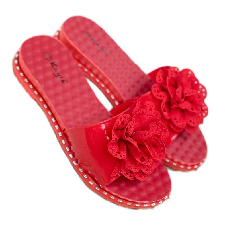 Kayla Red Rubber Flip Flops 1