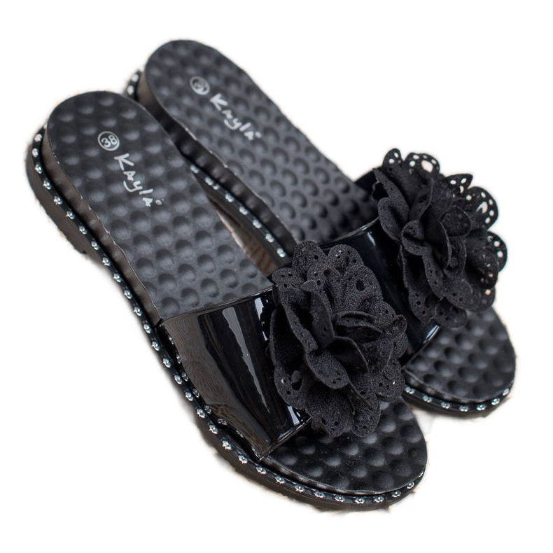 Kayla Black Rubber Slippers 1