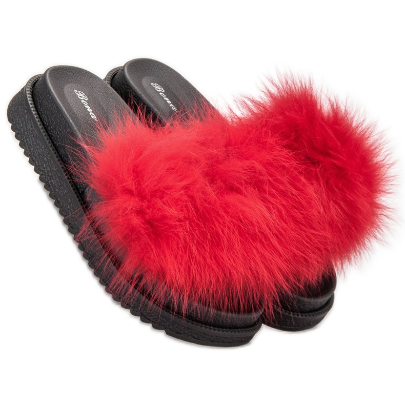 SHELOVET Slippers With Fur red 1