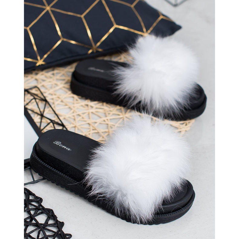 SHELOVET Slippers With Fur white 1
