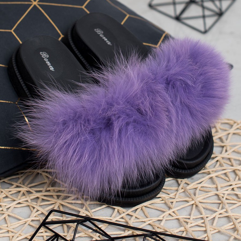 SHELOVET Slippers With Fur violet 2