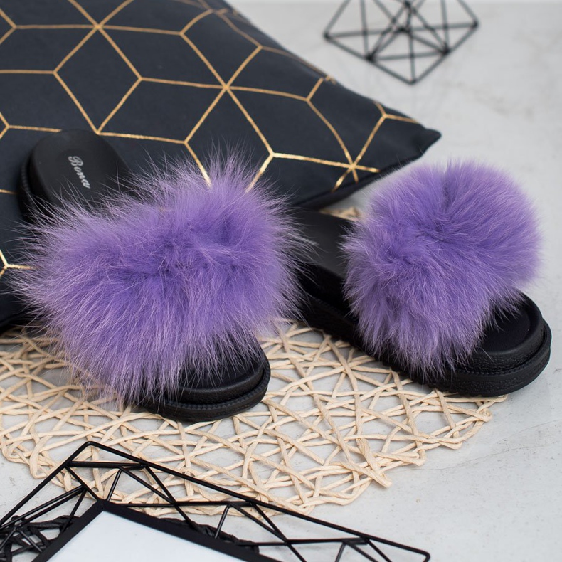 SHELOVET Slippers With Fur violet 1 SHELOVET Slippers With Fur violet 1
