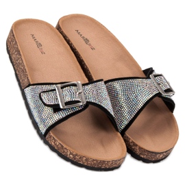 Marquiz Shiny Slippers With Buckle black 1