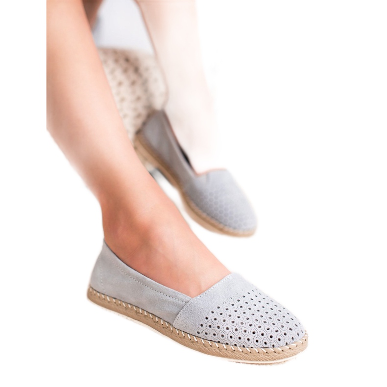 SHELOVET Leather Espadrilles grey 2