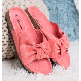 Bona Suede Slippers With A Bow red 2