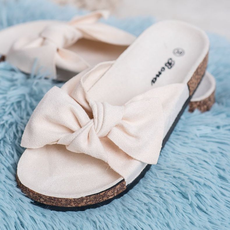 Bona Suede Slippers With A Bow beige 2
