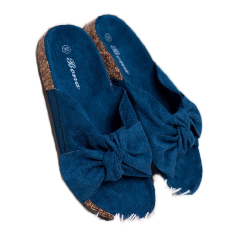 Bona Suede Slippers With A Bow blue 1