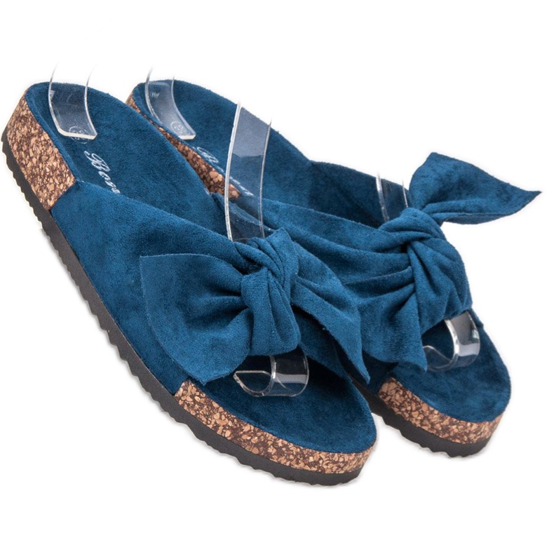 Bona Suede Slippers With A Bow blue 2