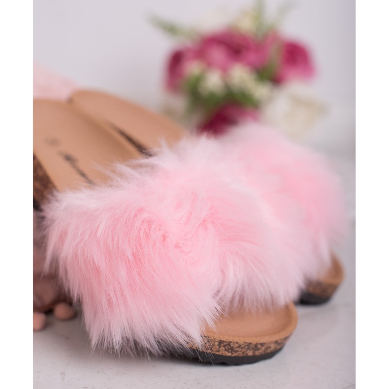 Bona Slippers With Fur pink 2 Bona Slippers With Fur pink 2