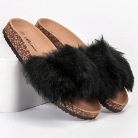 Bona Slippers With Fur black 1