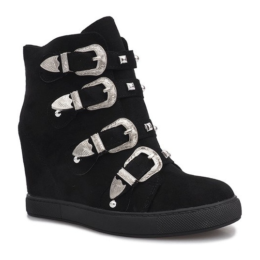 Black suede sneakers with Maya buckles 1