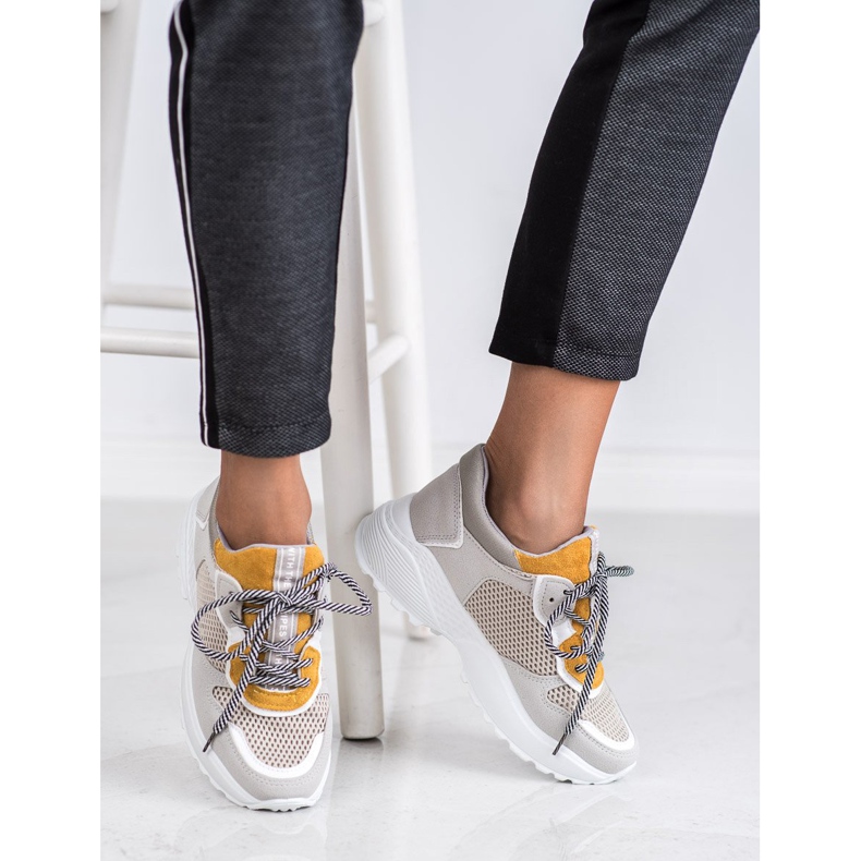 SHELOVET Fashionable Sneakers grey yellow 1 SHELOVET Fashionable Sneakers grey yellow 1