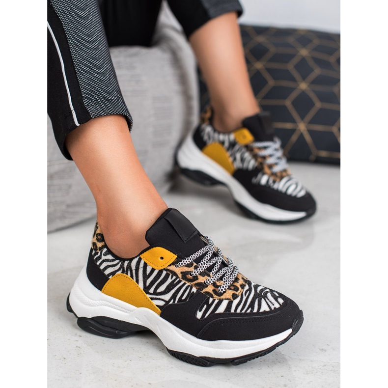 SHELOVET Animal Print Sneakers black multicolored 1