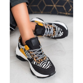 SHELOVET Animal Print Sneakers black multicolored 2
