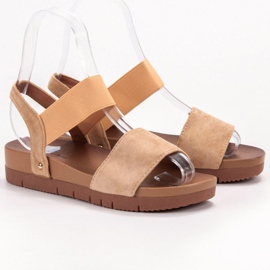 Primavera Suede sandals with an elastic band brown 1