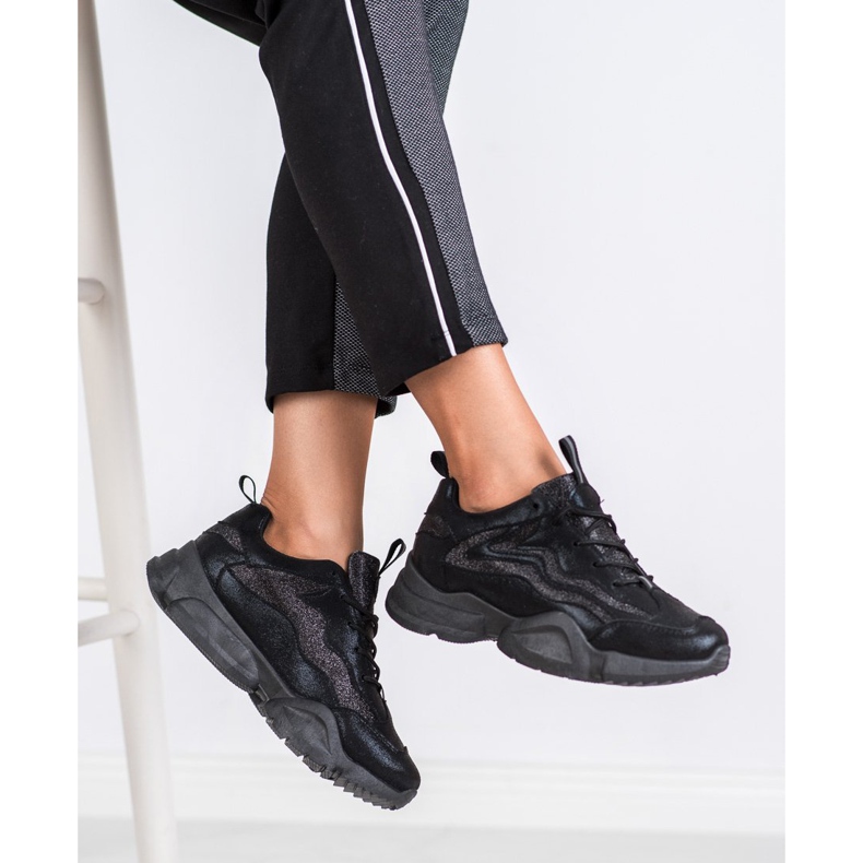 SHELOVET Glitter Sneakers black 2 SHELOVET Glitter Sneakers black 2