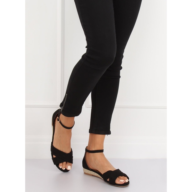 Black sandals espadrilles 9R121 Black 1