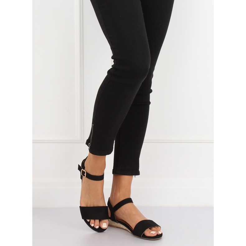 Black sandals espadrilles 9R73 Black 1