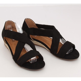 Black sandals espadrilles 9R72 Black 1