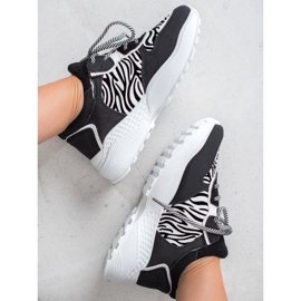 SHELOVET Fashionable Zebra Print Sneakers white black 2