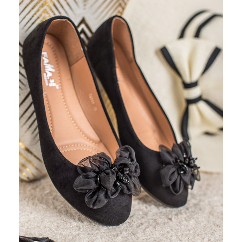 Fama Decorated ballerinas black 2