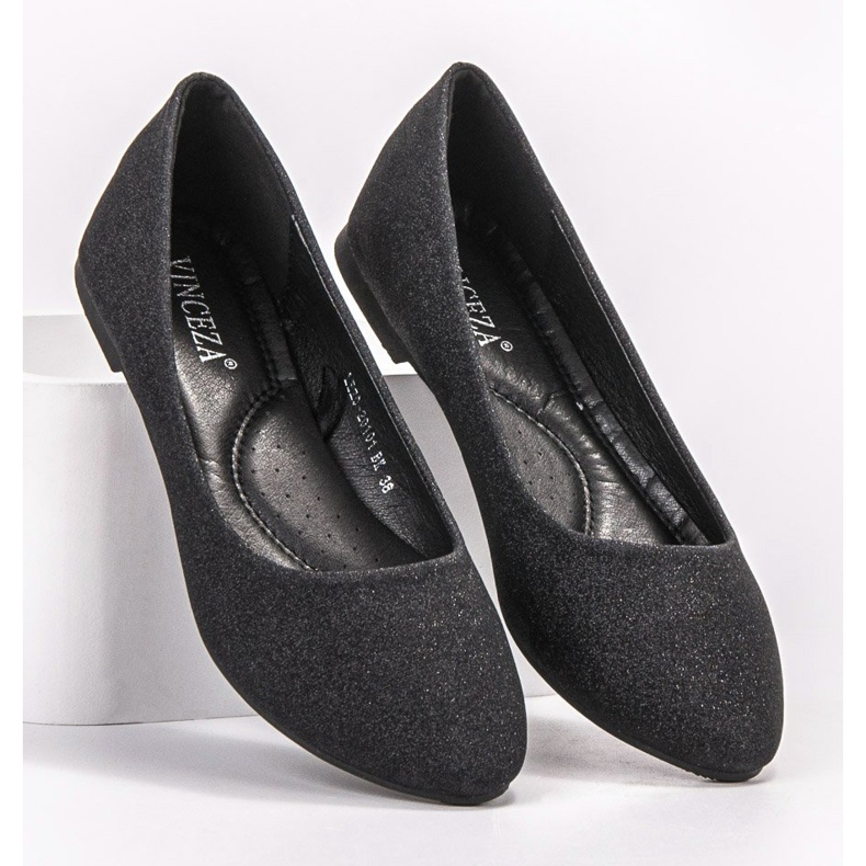 VINCEZA glitter ballerinas black 2