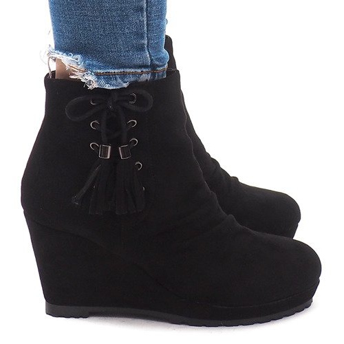 Warm Boots On Wedge 778-KA Black 1