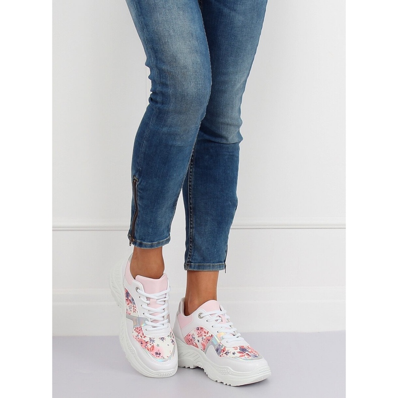 White flower sports shoes 3002 WHITE / FLOWER Red 2