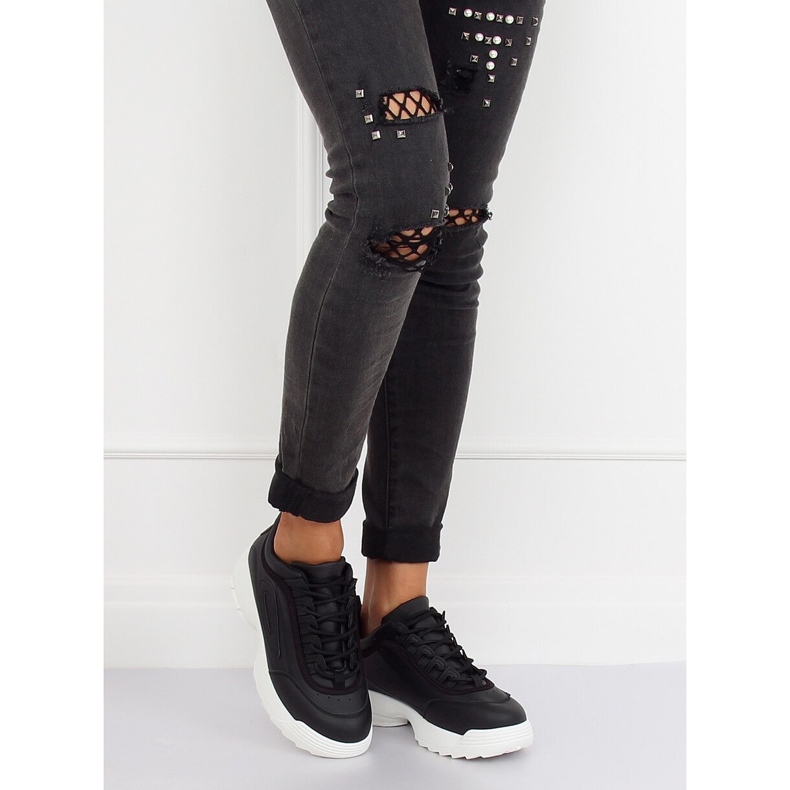 Black sports shoes D1909 BLACK / WHITE 1