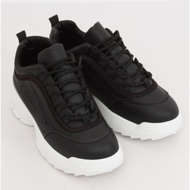 Black sports shoes D1909 BLACK / WHITE 2
