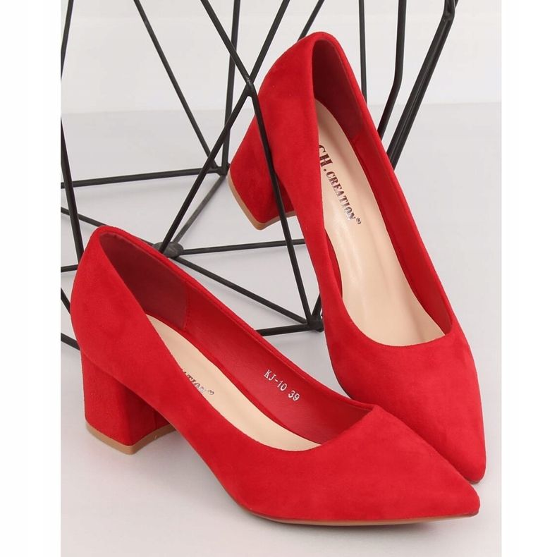 Pumps with wide heels red KJ-10 Red 1