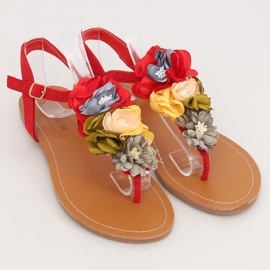 Flip-flops with red flowers L518 Red 1
