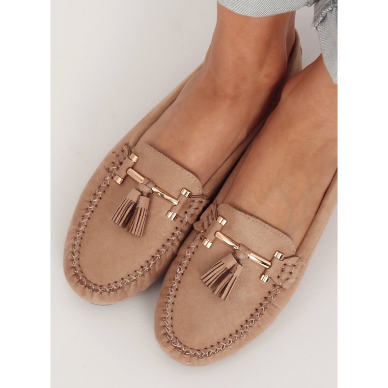 Women's beige loafers L7183 Khaki 2