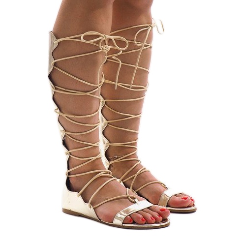 Golden flat gladiator sandals 289-1 1