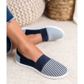 SHELOVET Striped Slipons blue 1
