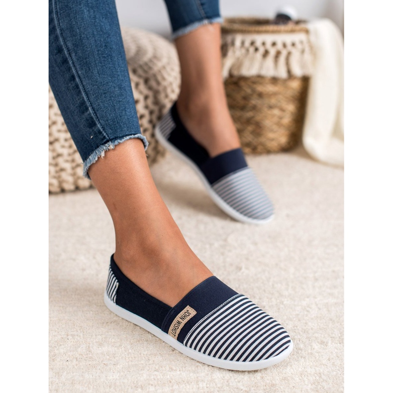 SHELOVET Striped Slipons blue 2