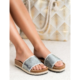 Kylie Silver Slippers With Sequins grey 1