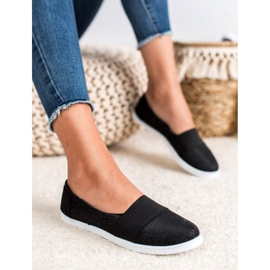 SHELOVET Slip-on Sneakers With Glitter black 1 SHELOVET Slip-on Sneakers With Glitter black 1