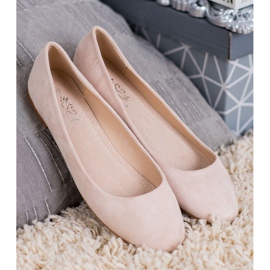 Small Swan Beige Suede Ballerinas 1