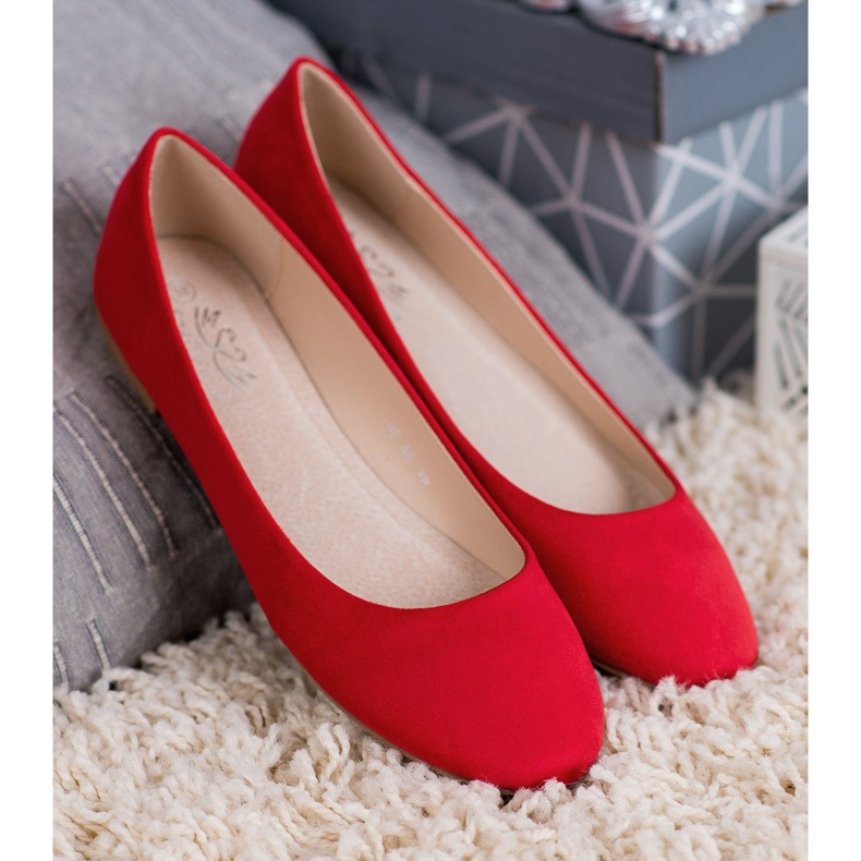 Small Swan Red Suede Ballerinas 1