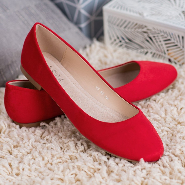 Small Swan Red Suede Ballerinas 2