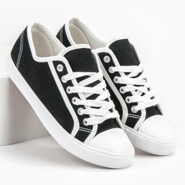 SHELOVET Women's low sneakers white black 2