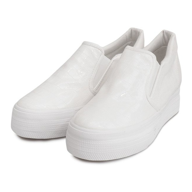 Lacquered Sneakers On Wedge KB-125 White 1