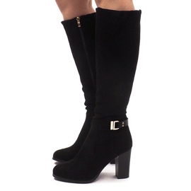 Suede Boots On A Bar KSL008 Black 1